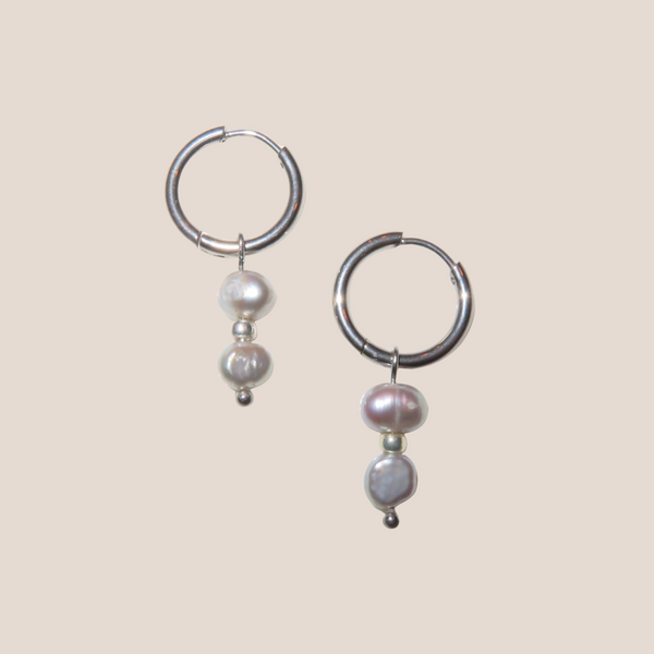 Oorbellen Grey pearl